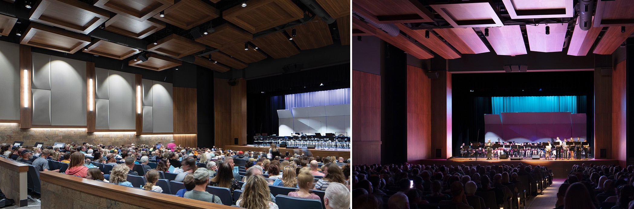 two images showing a concert venue